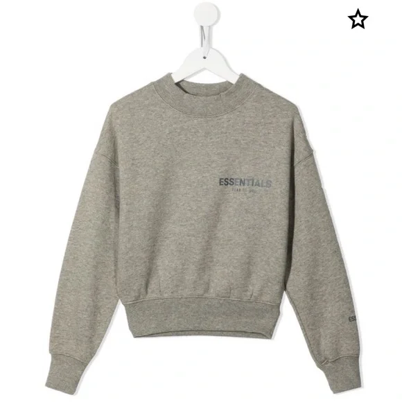 🔴SOLD🔴 Essentials Fear Of God Kids Heather Oatmeal Crew Neck Sweatshirt - Picture 1 of 12